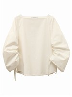 ギャザースリーブブラウス/ネイビー