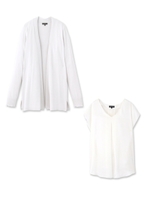 ブラウス&ニットカーディガンセット/ライトグレー(011)