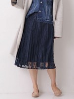 レースプリーツスカート/テラコッタ