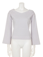 肩レースニット/ブラック