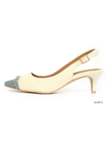 【CAMILLE BIS RANDA】デニムトゥキャップパンプス/WHITE