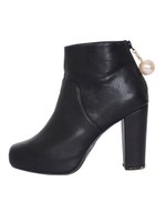 【goods】イミテーションビッグパールショートブーツ/ブラウン