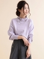 ネックフリルビジュー付プルオーバー/ラベンダー