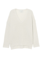 Vネックオーバーニットトップ/WHITE