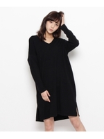 Vネックニットワンピース/キャメル(041)