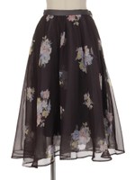 シースルーフラワーミディスカート/ブラック