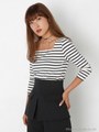スクエアネック 7分袖TOPS-S/M/RED