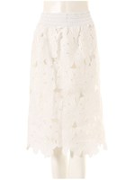 フラワーレースタイトスカート/ホワイト