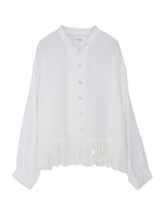 フリンジガーゼのチャイナブラウス/グリーン