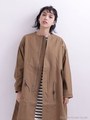 ノーカラーモッズコート/カーキ