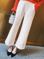 ベロアワイドパンツ/ベージュ