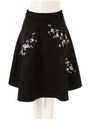 フラワー刺繍フレアスカート/ブラック