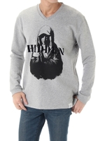 【AZUL by moussy】HIDDENマリア裏毛Vネック長袖プルオーバー/T.GRY