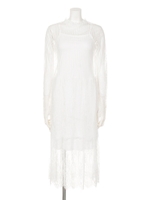 【Latina】ストライプレースアンサンブルワンピース/ホワイト(001)