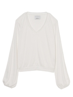 ハシゴテープパフスリーブトップ/WHITE