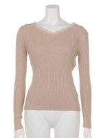 【an another angelus】レース使いハートカットニットプルオーバー/PINKBEIGE