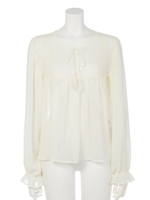 【CHILLE】タッセル付ボリュームシフォントップス/アイボリー(003)