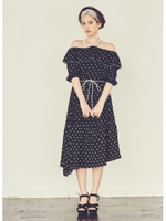 アロープリントアシメワンピース/ブラック