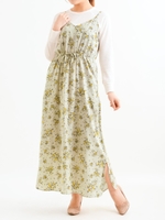 ブーケフラワーキャミマキシワンピース/グレージュ柄