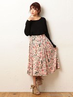 ボタニカルフラワースカート/ベージュ