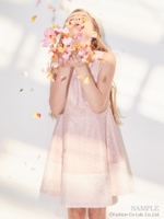 レースバイカラーワンピース/ブルー