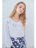 後ろスピンドルフリルブラウス/ピンク