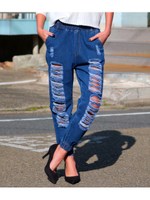 【LATINA】ハードクラッシュデニムジョガー パンツ/BL