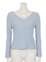 【mystic】スカラップVカットソー/SAX