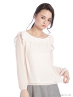 レース切り替えブラウス/クロ