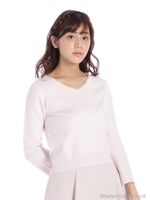 後ろチュールレースVニット/ネイビー