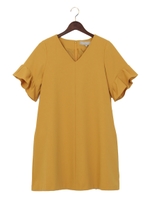 〓JPAP 袖フレア Vネック ワンピース / 二次会 ワンピース / 結婚式/YELLOW