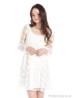 星柄レースワンピース/ネイビー