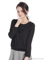 ショルダーレースラッフルブラウス/クロ