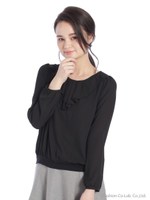 ショルダーレースラッフルブラウス/クロ