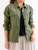 バックサテンミリタリージャケット/オリーブ