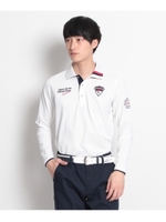 鹿の子ストレッチ長袖ポロシャツ/ネイビー(093)