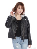 合皮ライダースJK/ブラック