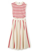 カラフルボーダーニットワンピース/レッド