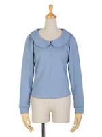 【F i.n.t】丸衿カットソープルオーバー/LIGHT BLUE