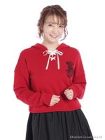 レースUPベアプリントパーカー/ブラック