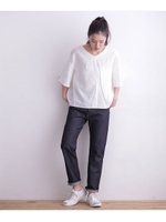 フレンチリネンバックリボンブラウス/ホワイト