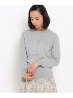 ゴールド釦コットンカーディガン/ブラック(019)