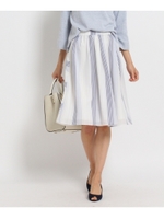 〔洗える〕ストライプフレアスカート/ブラウン(142)