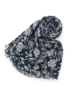 モダール小花プリントストール/ネイビー(193)