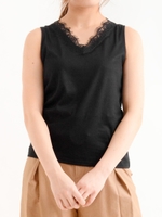 スカラップレースタンク/ブラック