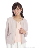 ノーカラーzipブルゾン/カーキ