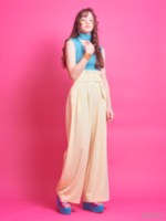 ボリュームワイドベルトパンツ/YELLOW