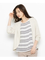 CRACCORON カーディガン+ボーダーインナー/ホワイト(001)