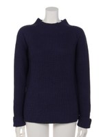 アクリルボトルネック畦ニット/ブルー