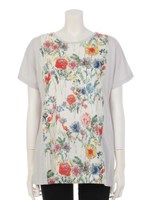 ペンシルフラワープリント レディスチュニック/レッド